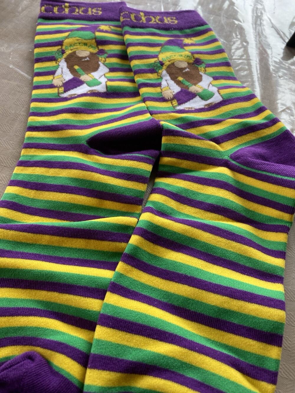 Bacchus 2025 Gnome Socks New Orleans Mardi Gras Krewe Favor